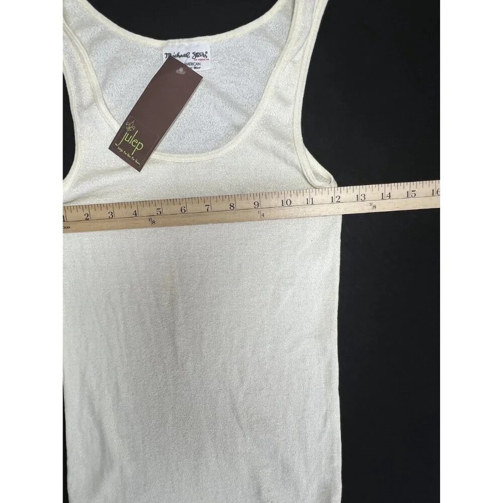 Michael Stars Womens One Size Boho Chic Preppy Cream Sleeveless Tank Top USA - Picture 3 of 10